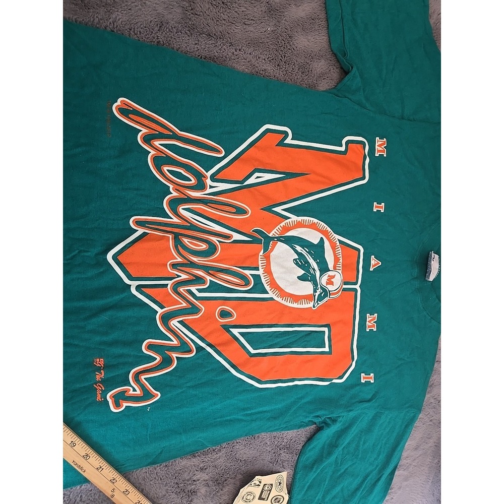 Vintage Miami Dolphins Shirt The Game 1993 NOS New With Tags Medium Deadstock - Picture 11 of 16